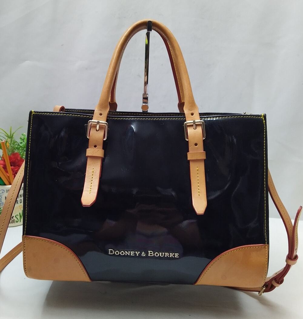 Dooney & Bourke Black Patent Leather Top Hanlde Satchel Shoulder Bag